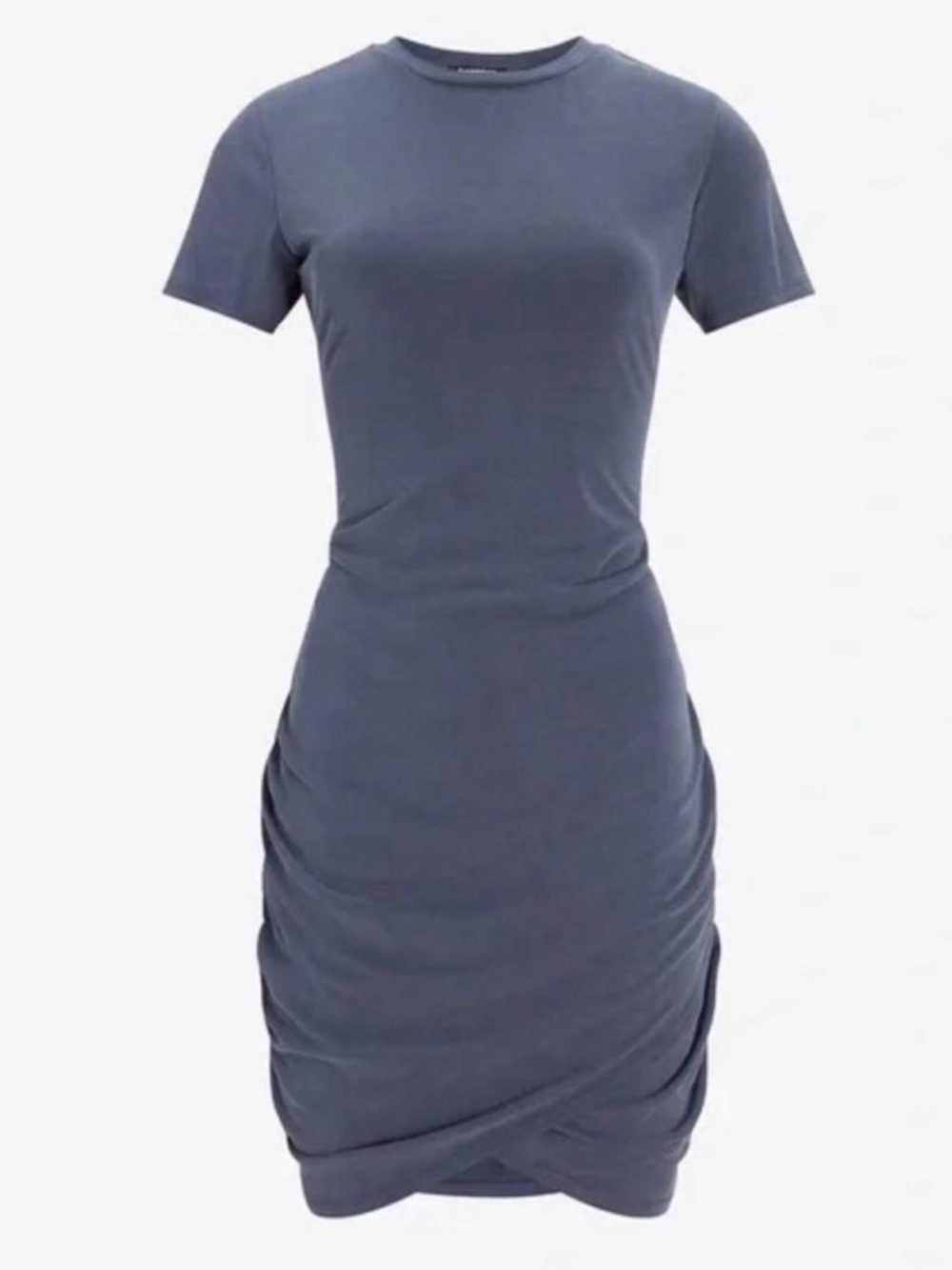 Express Slate Blue Short Sleeve Ruched Tee Shirt Dress Sz XL